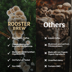 Rooster Brew Mushroom Coffee – Lion’s Mane Mushroom Blend, Medium-Dark Roast, 10oz